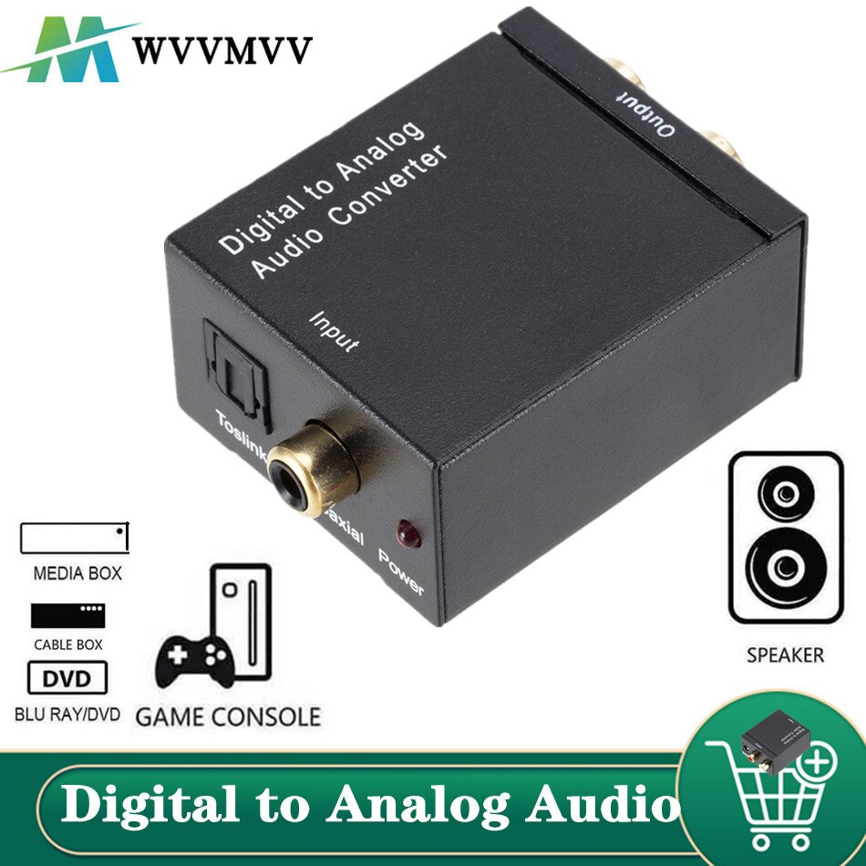 Wvvmvv Digitaal Naar Analoog Audio Converter Digitale Optische Coaxcoaxialtoslink Naar Analoog Rca L/R Audio Converter Adapter Versterker