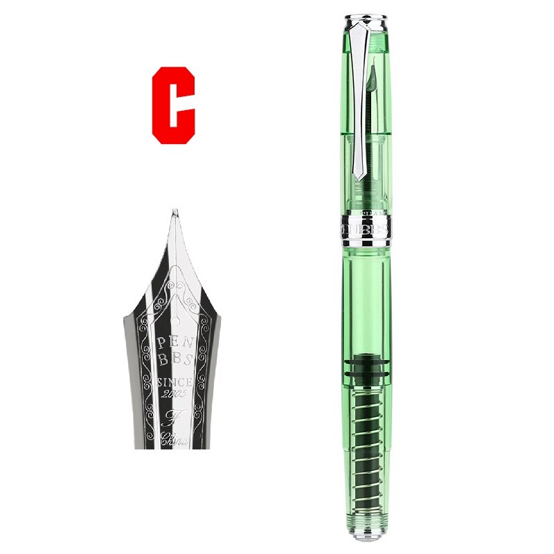PENBBS 500 de acrílico colorido pluma estilográfica con émbolo Clip de plata Punta fina F escribir fuente bolígrafos la escuela de artículos de oficina: C
