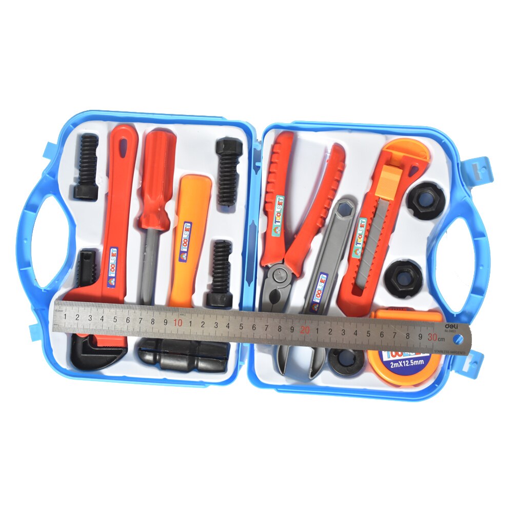 I bambini giocano casa giocattolo kit cassetta degli attrezzi combinazione di strumenti di riparazione per diffondere il regalo del giocattolo di simulazione di plastica colore Casuale