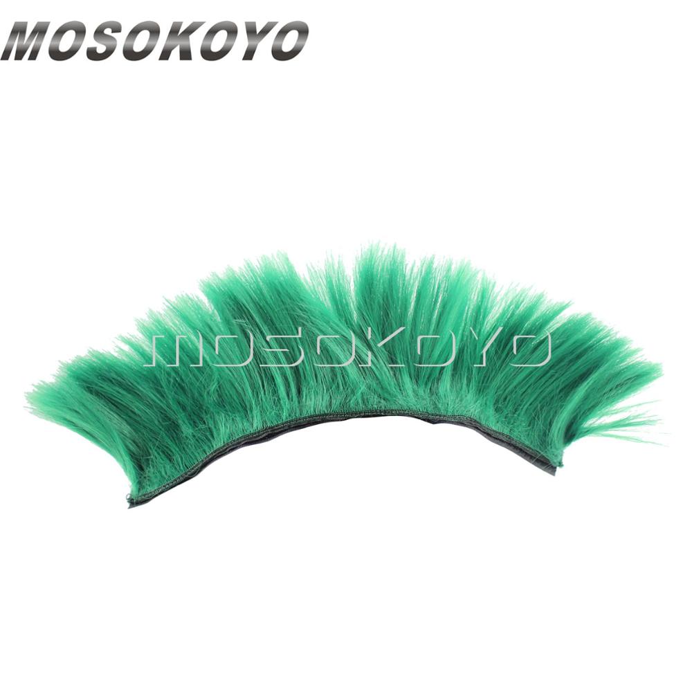 Motorcycle Punk Biker Helmet Mohawk Attached Long Hair Feather Casco Mohawks Sticker Outdoor: green