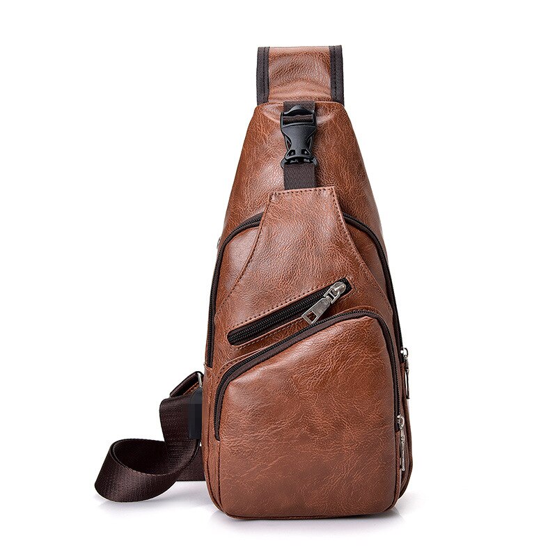 Crossbody Tassen Voor Mannen Korte Trip Sling Borst Bag Casual Messenger Bags Mannelijke Schoudertas Diagonaal Back Pack Bolsos: Leather Light Brown