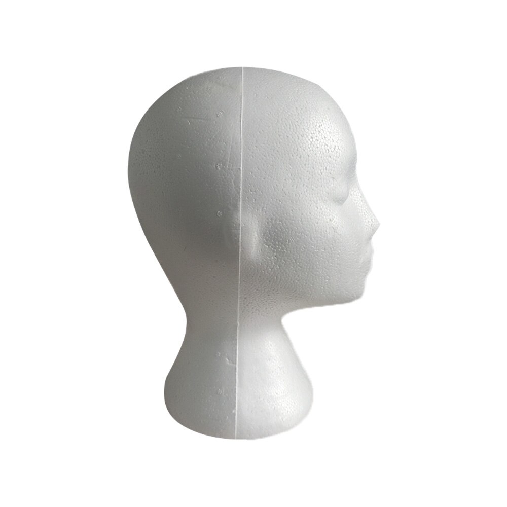 Female White Deflection Head Polystyrene Styrofoam Foam Head Model Stand Wig Hair Hat Headset Mannequin Head Display Stand Rack