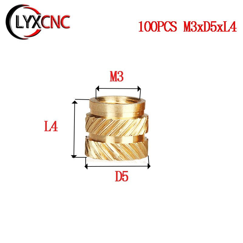 100pc M3 Threaded Insert M3xD5xL4 Copper Nut Knurled Nut Copper -Pressed Nut Voron 2.4 Trident Switchwire For 3D Printed Part