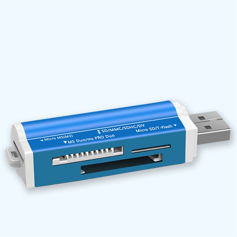 All In1 4 Slots Card Reader For T-Flash,MMC,TF,M2 Adapter SD Card Reader For Laptop Computer: Blue