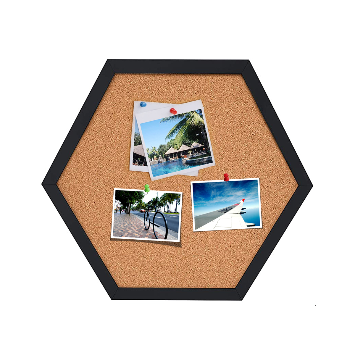 Neue Stil Gleichseitiges Hexagon Kork Bord innovativ Nachricht Bord Stift Bretter Holz Rahmen Dekorative Postkarte Zauberstab Bekanntmachung Gremium: Beige