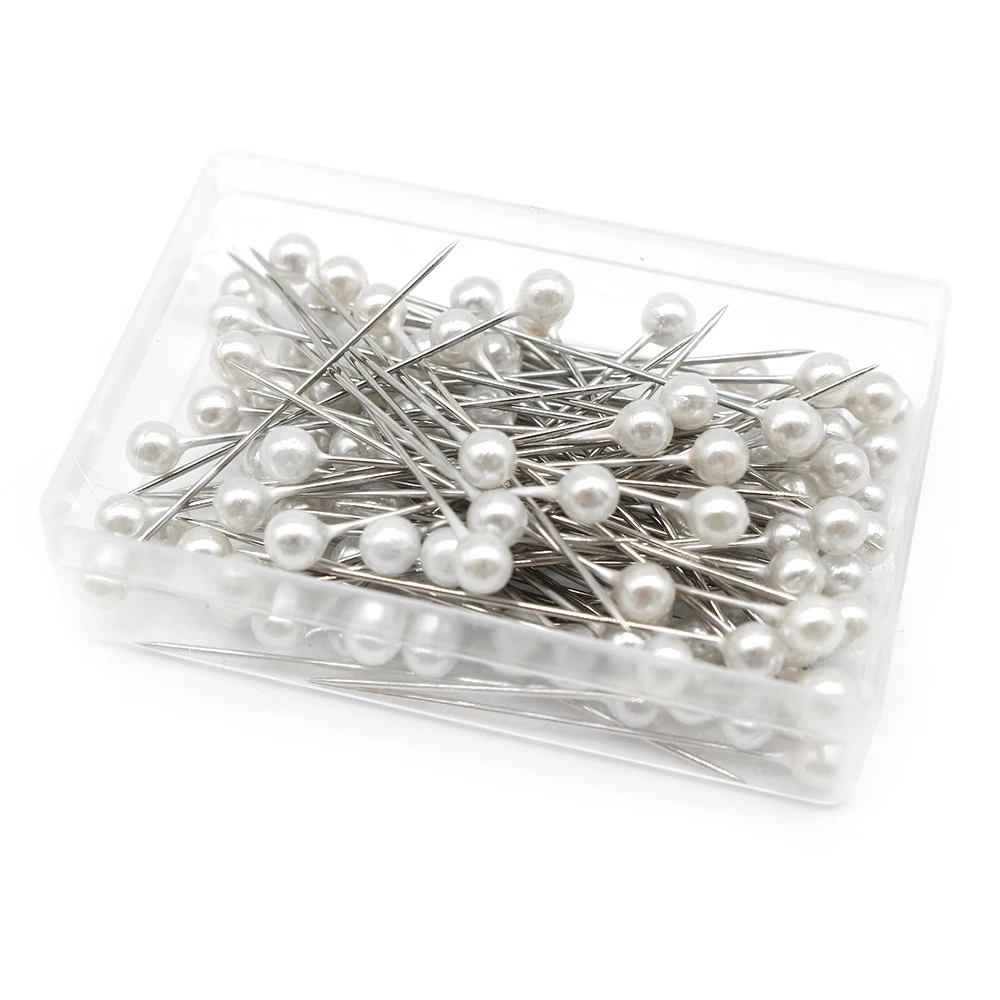 100Pcs/Box Colorful Round Pearl Head Needles Stitch Straight Push Sewing Pins Dressmaking DIY Accessories Positioning Tools: MULTI