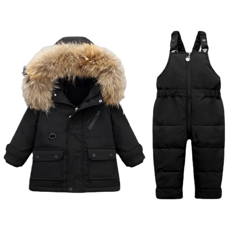 russische Winter Jungen Schneeanzug Wasserdicht Mit Kapuze Unten Jacke Für Mädchen 1 2 3 4 Jahre freundlicher Gesamt Kleinkind Baby kleidung einstellen