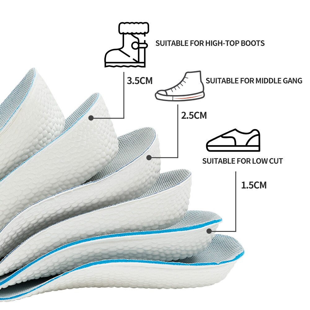 Ademend Traagschuim Hoogte Toename Binnenzool Heel Lifting Inserts Schoen Liften Schoen Pads Lift Inlegzolen Voor Unisex 1.5Cm-3.5Cm