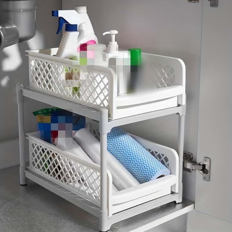Double Storage Rack Desktop Kitchen Organizer Bathroom Supply Bathroom Shelf Seasoning Racks Convenient Kitchen