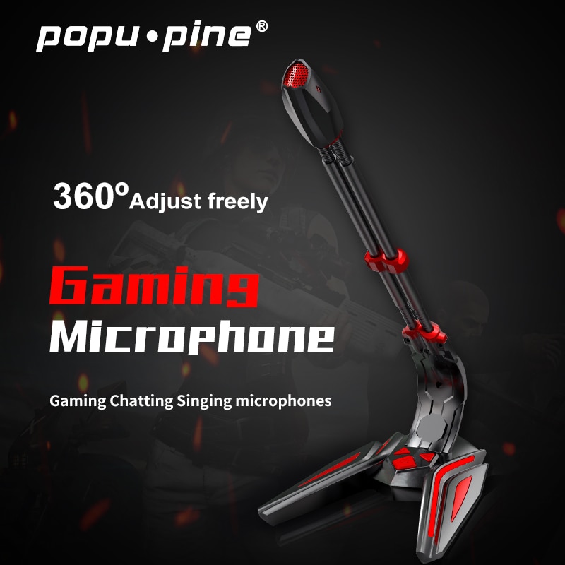 Popupine Gaming Microfoon Usb 3.5 Mm Voor Computer Microfoon Desktop Pc Microfoon Volume Passen Schakelaar Opname Chatten Mic