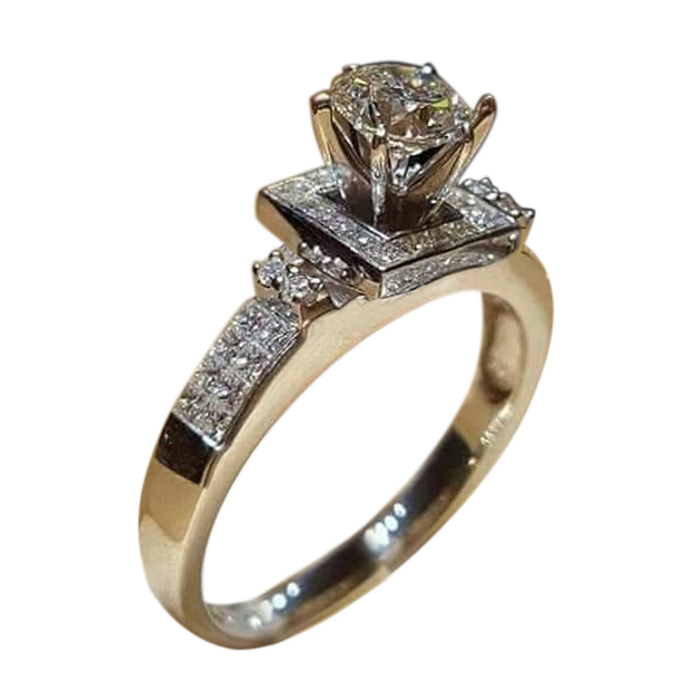 Superb Women Shiny White Engagement Ring Stackable Brid Silver Color For Women Szie 5-11