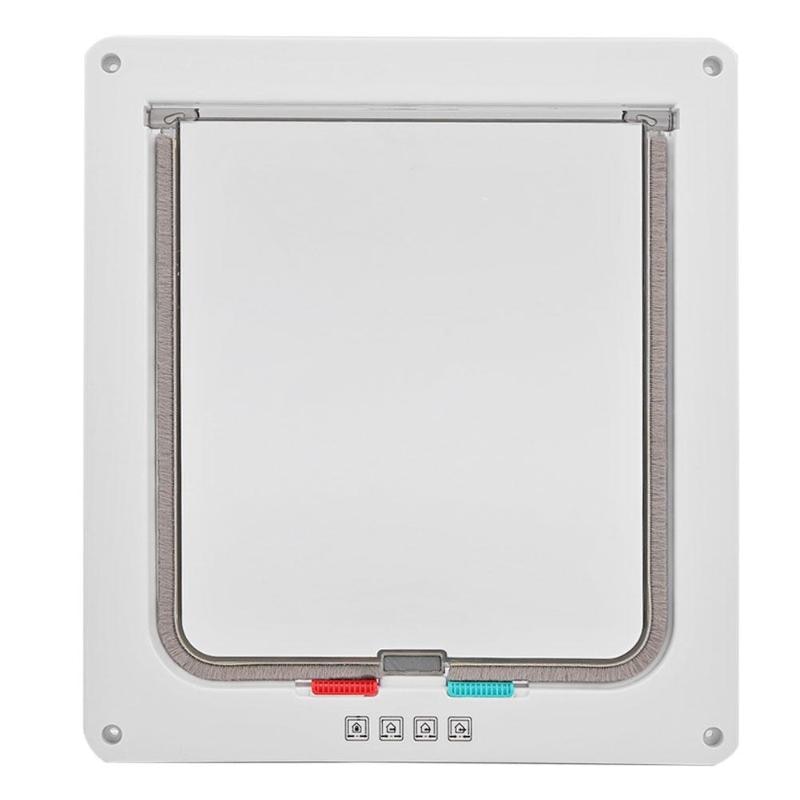 4 Way Pet Deuren Afsluitbare Hond Kat Beveiliging Flap Deur Kitten Puppy Huisdieren Plastic Gate Flap Deur Huisdier kitten Deur: White XL
