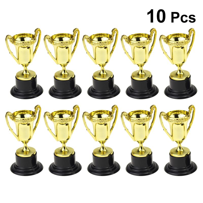 10 Stuks Mini Plastic Gold Cups Trofeeën Voor Party Kinderen Vroeg Leren Speelgoed Prijzen Kinderen Trofee Beloning Giveaway
