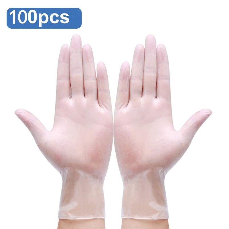 300pcs Transparent Disposable Latex Gloves Anti Virus Non-Slip Home Laboratory Rubber Food Grade Latex Gloves Household Cleaning: Gloves 100pcs / M