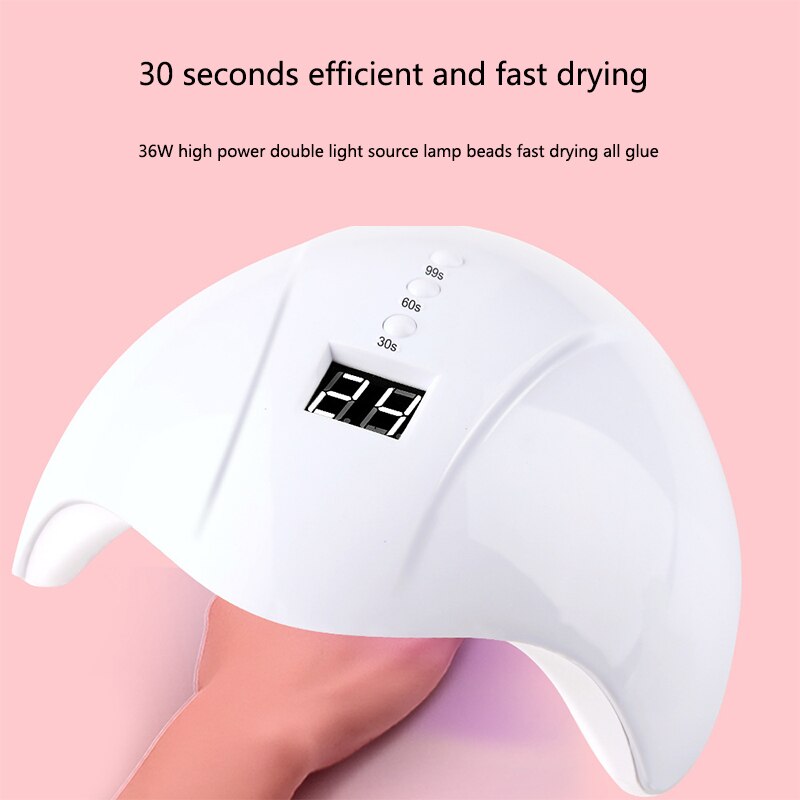 36w nageldrogers uv led lamp voor nagels droger 30s 60s 90s timer slimme sensor voor manicure gel nagel drooglamp voor gellak: Roze