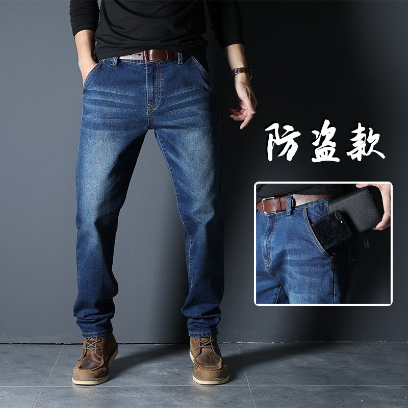 Stor størrelse 44 46 48 jeans herre stretch bomuld åndbar mandlige forår efterår denim lange bukser lette jeans arbejds fritidsbukser: Pp7720 blå / 46