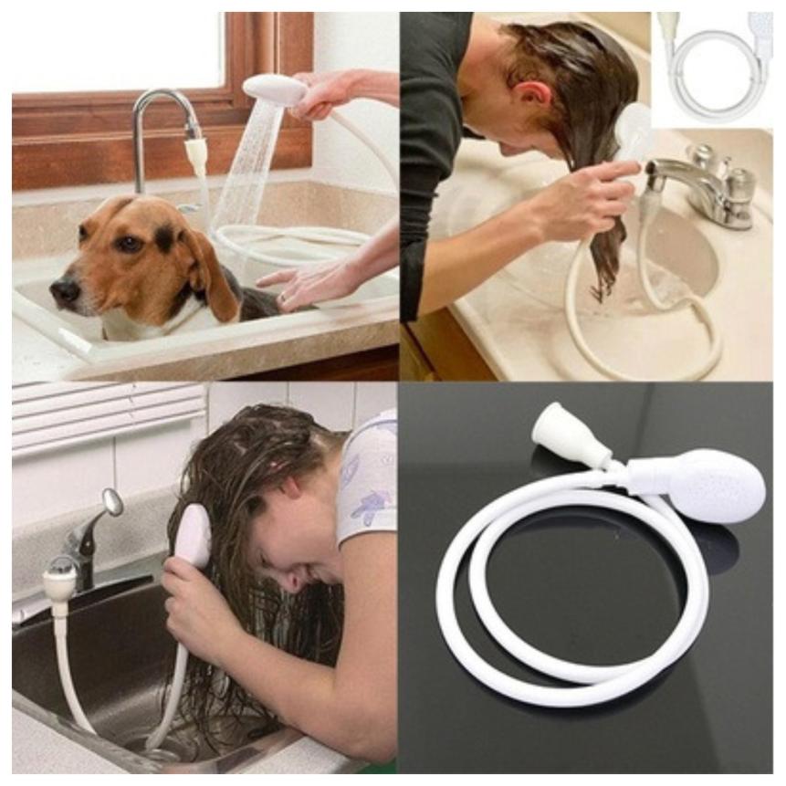 Single Wide Tap Bath Sink Shower Head Spray Hose Push On Mixer Hairdresser Pet Household faucet extender YH-459852
