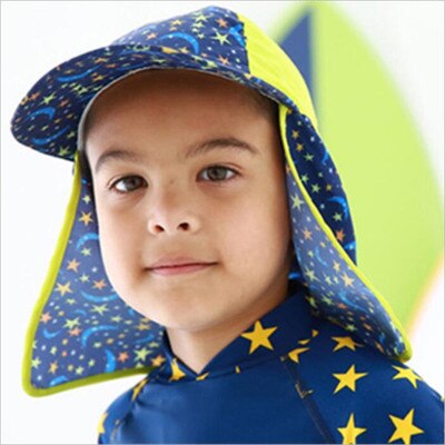 Enfants été plage UV coupe casquette 1-12 ans bébé chapeau garçons filles enfants bonnet de natation respirant cou Protection en plein air chapeau de soleil: Star moon