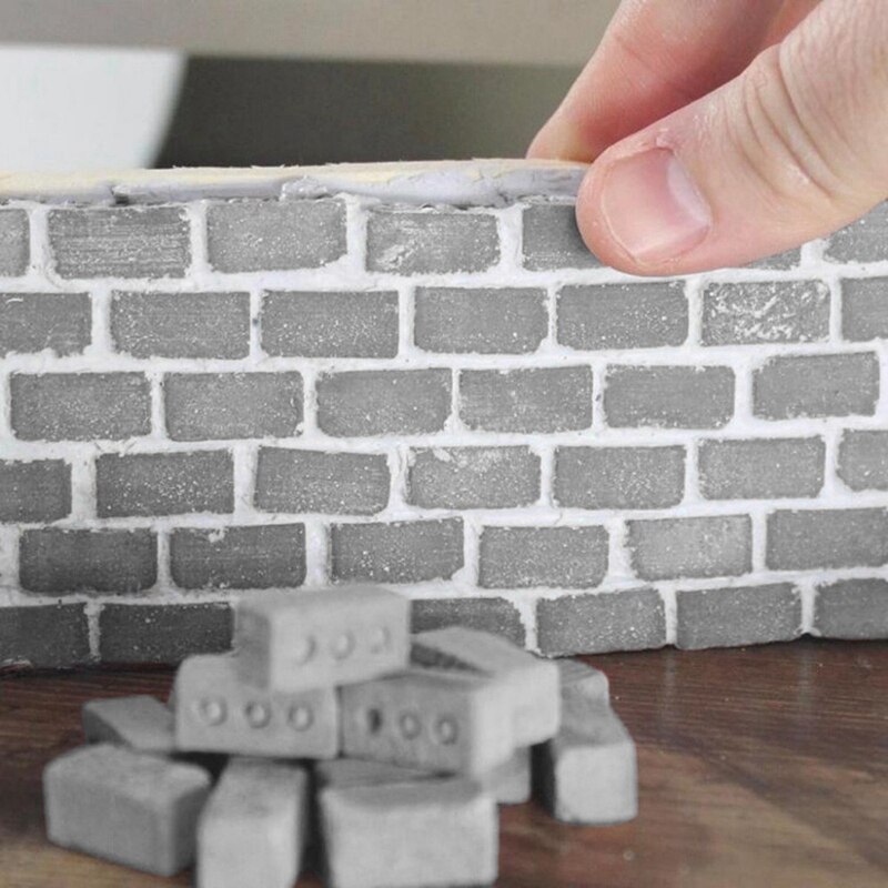 Undervisningsklasse væg cement legetøj 32 stk mini cement cinder mursten bygge din egen lille væg mini røde mursten grå