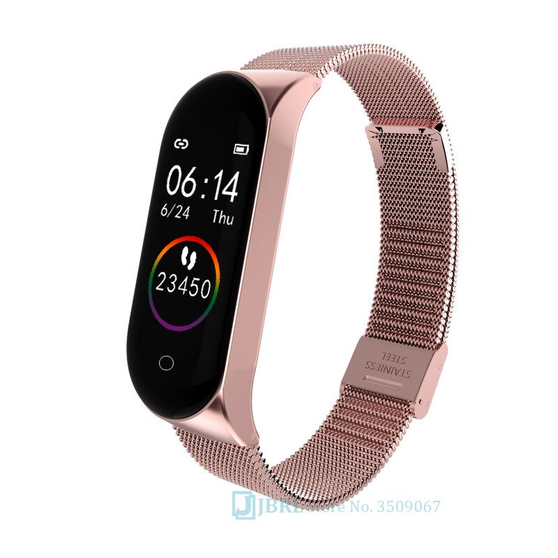 Acier inoxydable montre intelligente femmes hommes pour Android IOS Smartwatch électronique horloge intelligente Fitness Tracker Bluetooth montre intelligente: gold