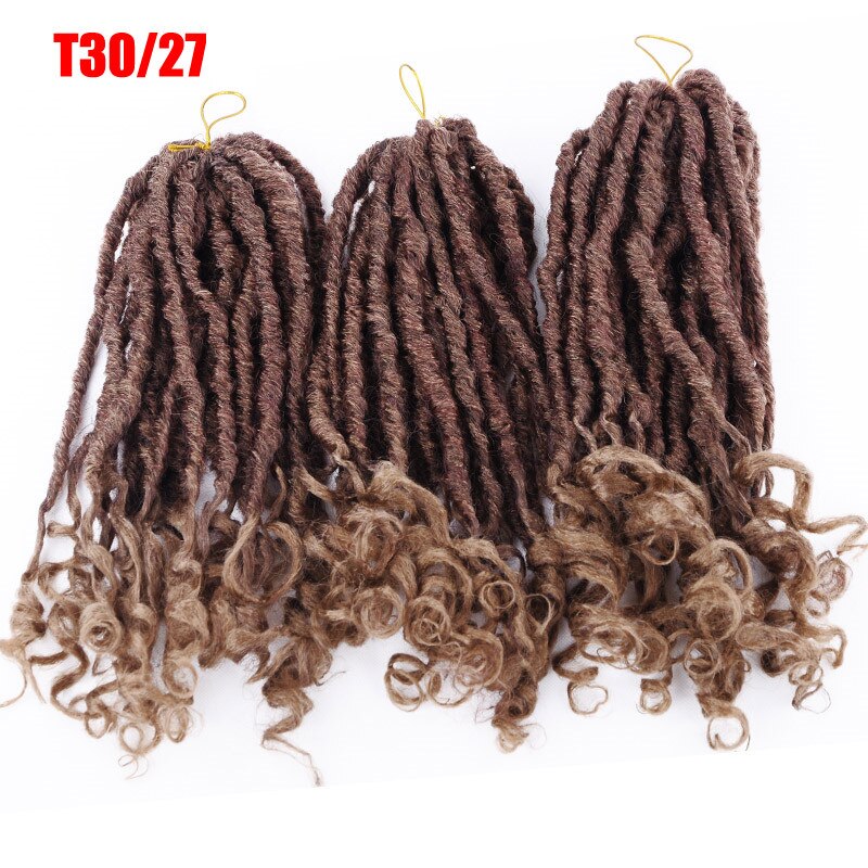 Nu Locs capelli intrecciati all'uncinetto ricci Ombre dea morbida Faux Locs estensione sintetica capelli africani per le donne: CurlT30 27  14inch