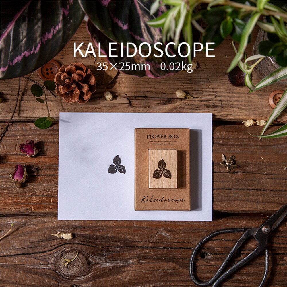 Sellos Vintage de plantas y flores para manualidades, sellos de madera para álbum de recortes, postales, tarjetas de diario, decoración, papelería Kawaii, 1 unidad: Kaleidoscope