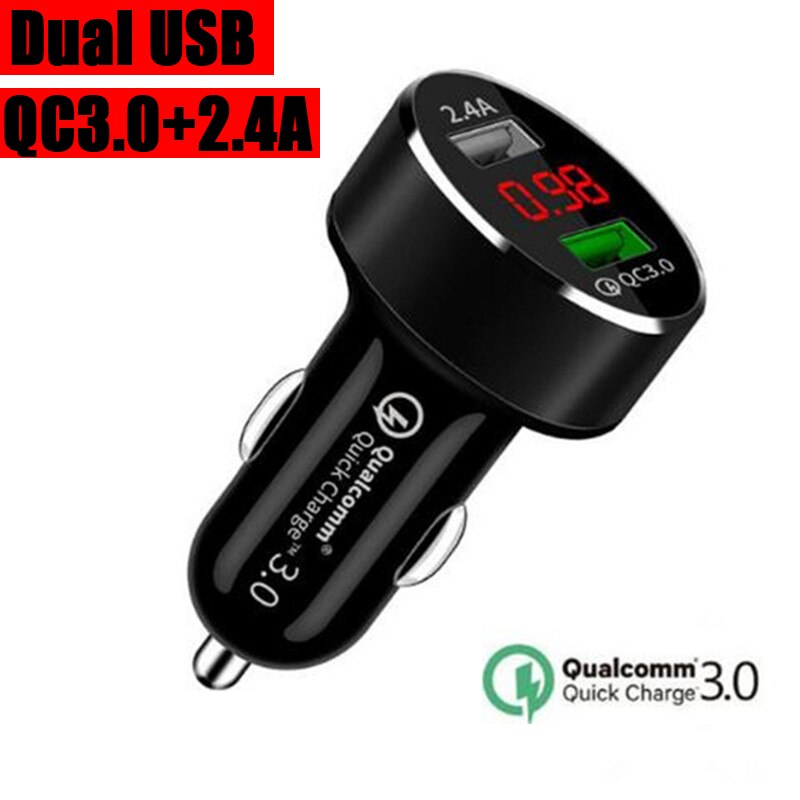 Mini 30 Voertuig Charger Qc 3.0 2.4A Usb Autolader Dual Snelle Opladen Auto Usb Lader Mobiele Telefoon Snel Opladen voor Xiaomi 6 8 9