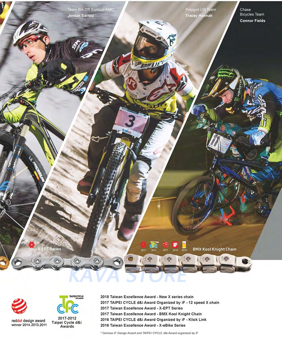 KMC-cadena para bicicleta de montaña o carretera, accesorio para bici en caja, X8, X9, X10, X11, X12, HV408, Z8.3, X8PL, Z9, X9L, X11EL, 116L/118L/126 eslabones