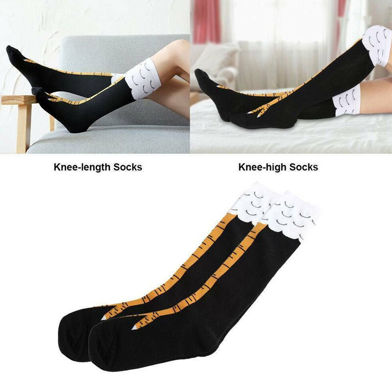 Women Crazy Funny Chicken Leg Cluck Novelty Knee Thight High Sock Breathable Fitness TC21