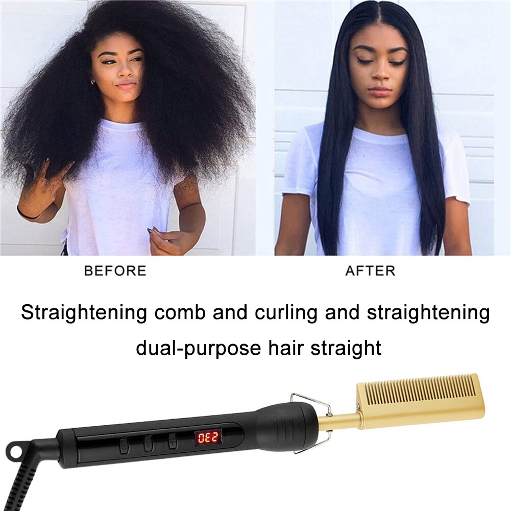 Hair Straightener Curler Ceramic Heating Tube Straightening Dual-purpose Curling Rod Straightening Curly Hair 3in1 Comb