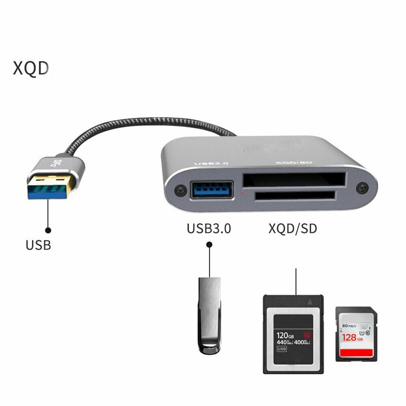 3 in1 XQD Kartenleser hoch Geschwindigkeit 5Gbps USB zu XQD/SD/USB 3,0 U Festplatte Karte Leser für PC Laptop