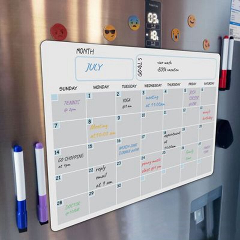 A3 Magnetic Monthly Weekly Planner Calendar Table Dry Erase Fridge Sticker Message Board