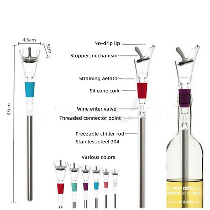 Stainless Steel Wine Chiller Beer Cooler Chill Stick With Aerator Ice Cooling Bag Bar Toots Kitchen Accessories