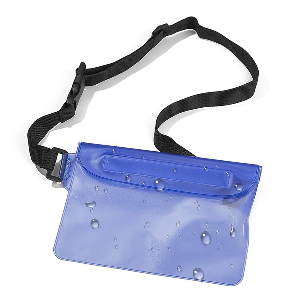 Vandtæt posetaske dykkerposer med justerbar taljerem vandtæt undervands talje til strandbådsfiskeri svømning: Blå