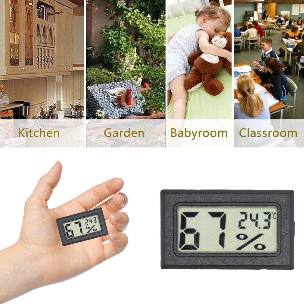 Temea-Mini Termómetro Digital, higrómetro con sonda para interiores, Sensor de temperatura pequeño, medidor de humedad, pantalla LCD, 2/3 piezas