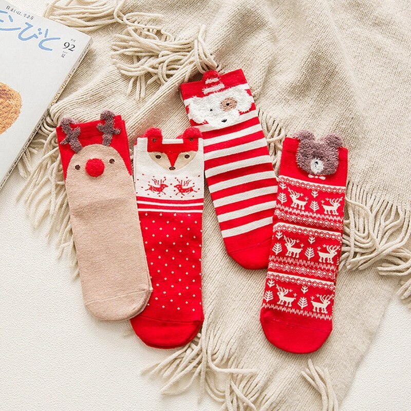 Christmas socks elk animal ears autumn and winter cotton sweet socks For year
