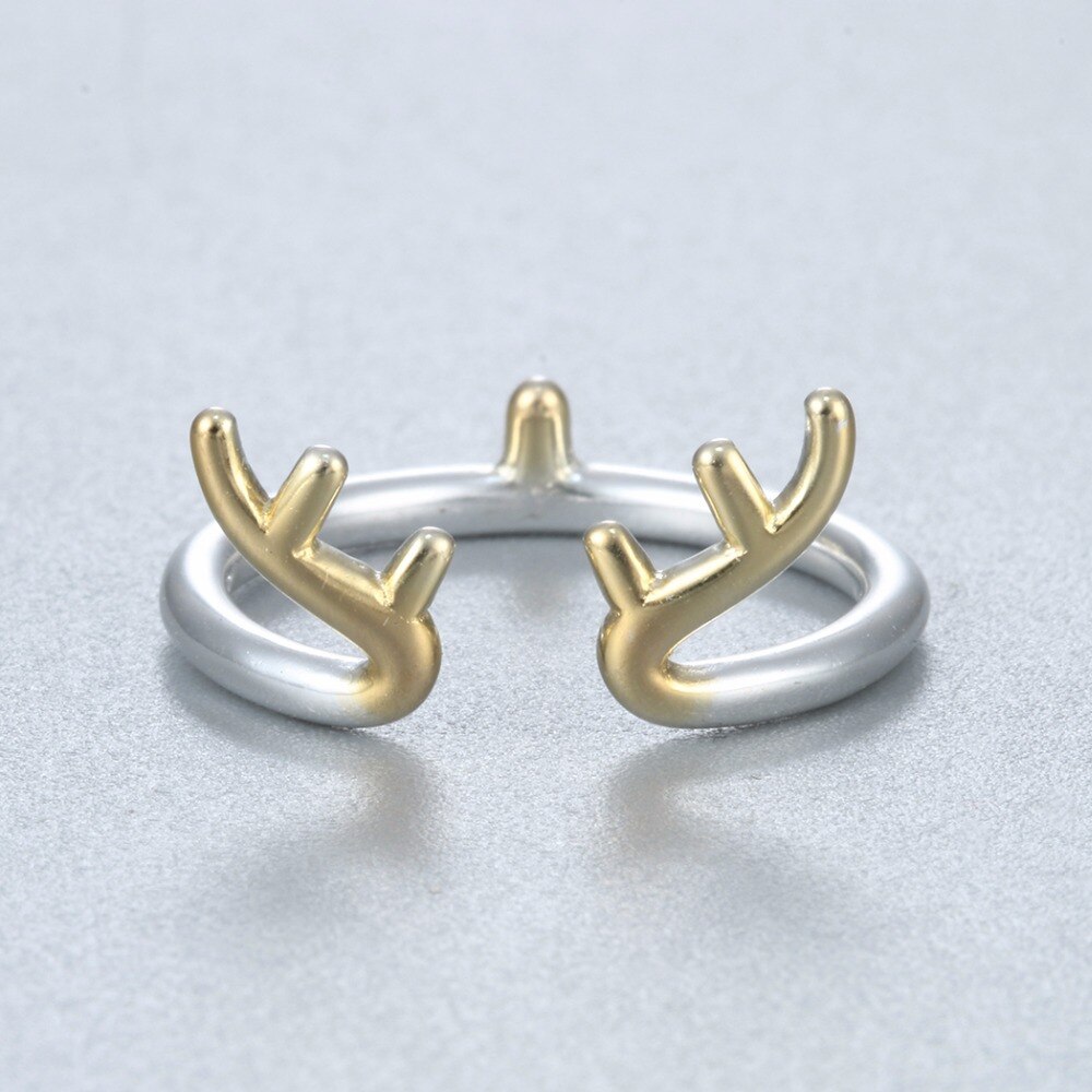 Neue Rentier Hirsch Geweih Ringe für Frauen Einstellbare Ebene Horn offen Finger Ring Schmuck Zubehör Schmuckstück bagues femme