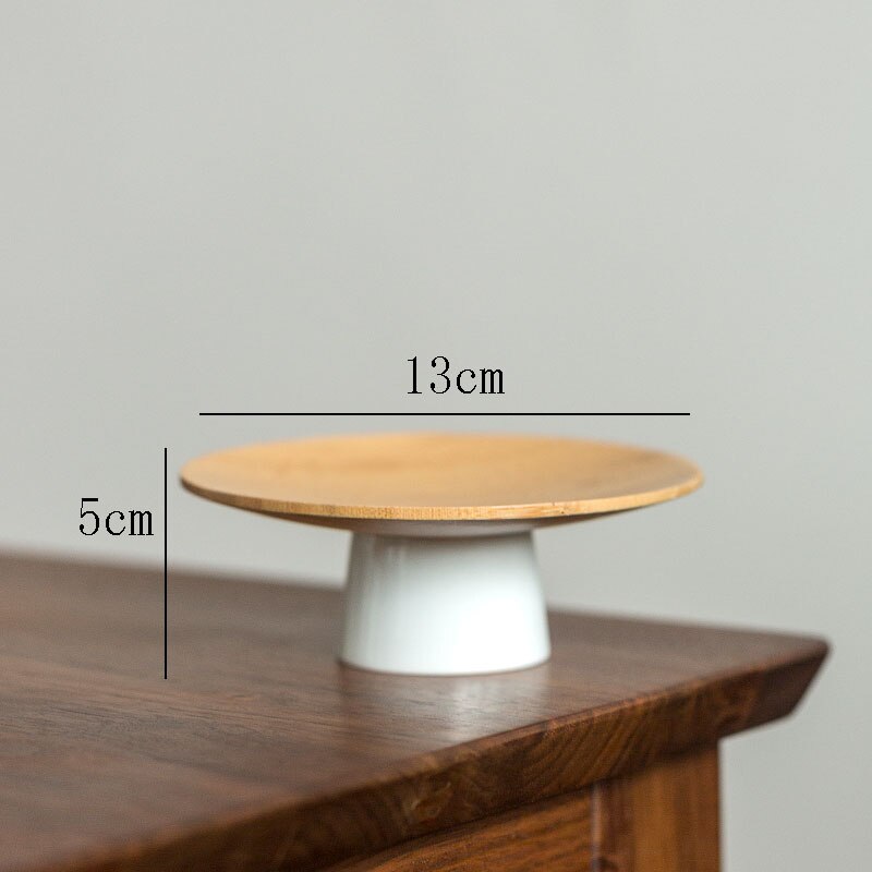 Cuenco de madera de bambú para fruta, platos de madera para postre, aperitivos, platos de cerámica, bandejas para servir de , mesa de café, platillo de té, soporte para pasteles: Small