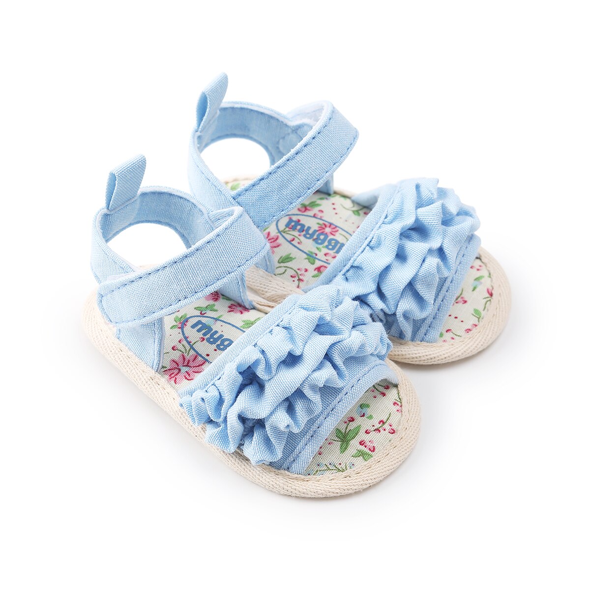 Lovely Baby Girl Sandals Shoes Canvas Flower Baby Toddler Princess First Walkers Summer White Blue Girls Sandals