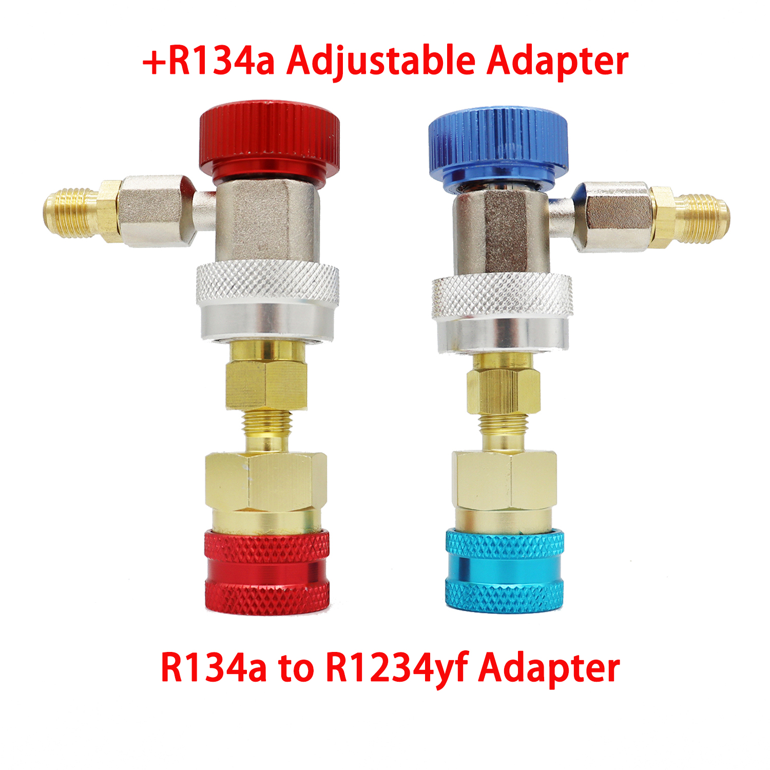Adapter Snelkoppeling Voor R1234YF Naar R134A Hoge Lage Kant Adapter Fitting Connector Auto Airconditioning Fitting Auto Gereedschap: Bruin