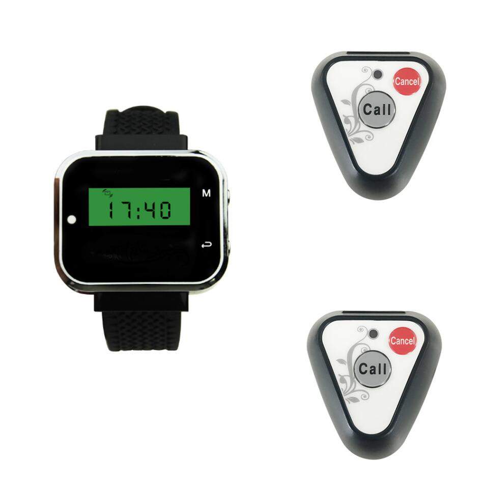 JINGLE BELLS 2 call button 1 watch pager rechargeable watch receivers waiter wireless calling systems restaurant equipment: black 2 key
