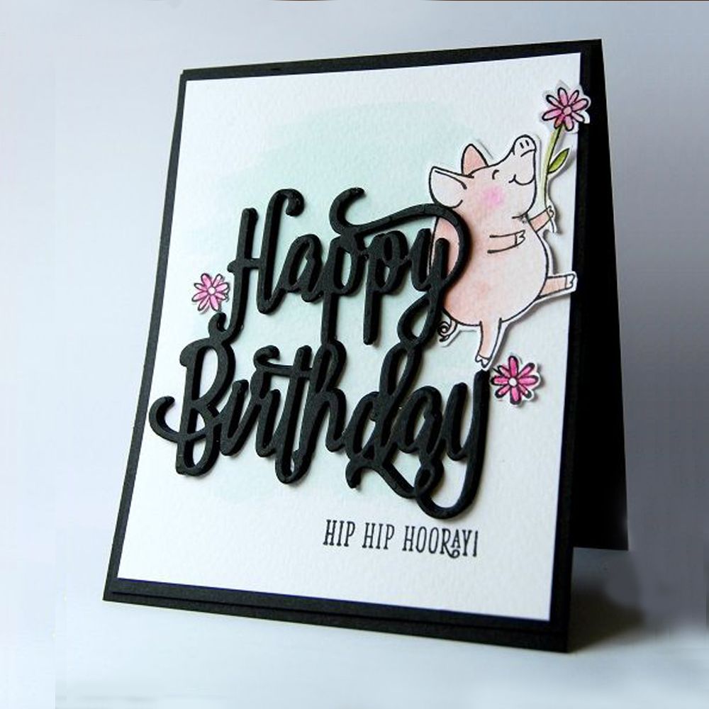 Troqueles de corte de Metal feliz cumpleaños, plantilla álbum de recortes repujado decoración de álbum de fotos Tarjeta de papel para manualidades, de de cumpleaños