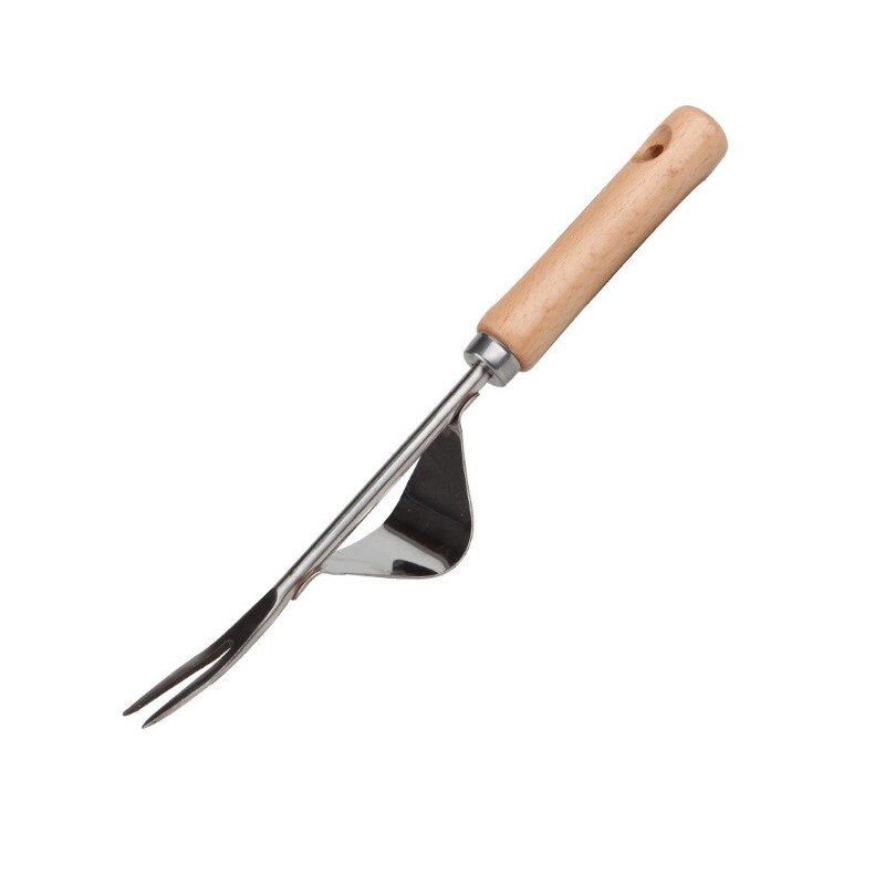 Portable Stainless Steel Manual Weeder Fork Wood Handle Garden Transplanting Digging Loose soil Weeding Tool Garden Hand tools: 1 Weeder Fork