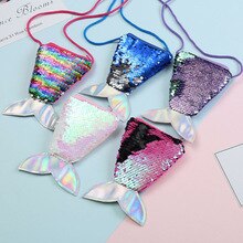 Capretti delle ragazze Dei Bambini Della coda Della Sirena Borsa con Tracolla Della Moneta Carta Della Borsa Del Raccoglitore Della Chiusura Lampo di Immagazzinaggio Del Supporto Blu Verde Rosa viola Rosso
