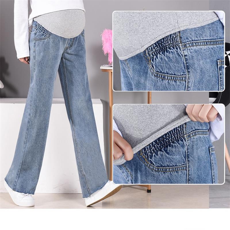 Jeans premaman a gamba larga per donna incinta 2020 pantaloni in Denim gravidanza pantaloni dritti in cotone abbigliamento premaman taglie forti