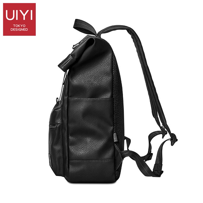 UIYI Men's Backpack PU Leather Korean Outdoor Travel Bag Large Capacity 14-inch Laptop Backpack Waterproof rivet school bag man