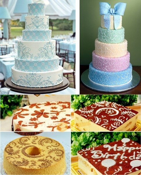 Rose Cake Stencil Set, Flowers Cake Stenciling Fondant Decorating Stencil Classic Cake Side Decoration Stencils for Wall