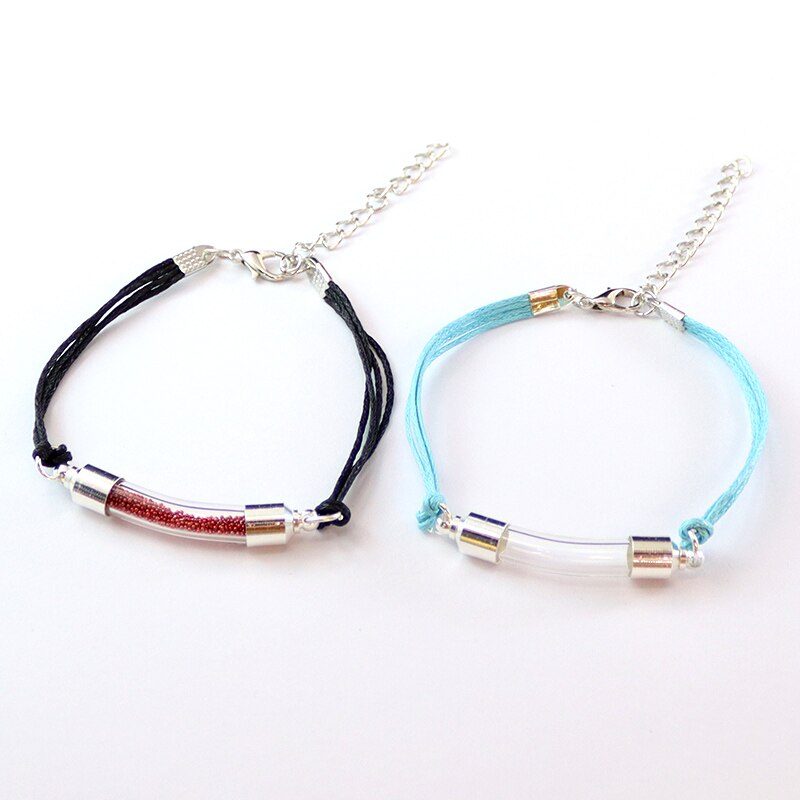 2Stck Glas Rohr Urne Armbinde Mit Schwarz Kabel Feuerbestattung Schmuck Denkmal Schmuck für Asche Andenken Urne Armbinde