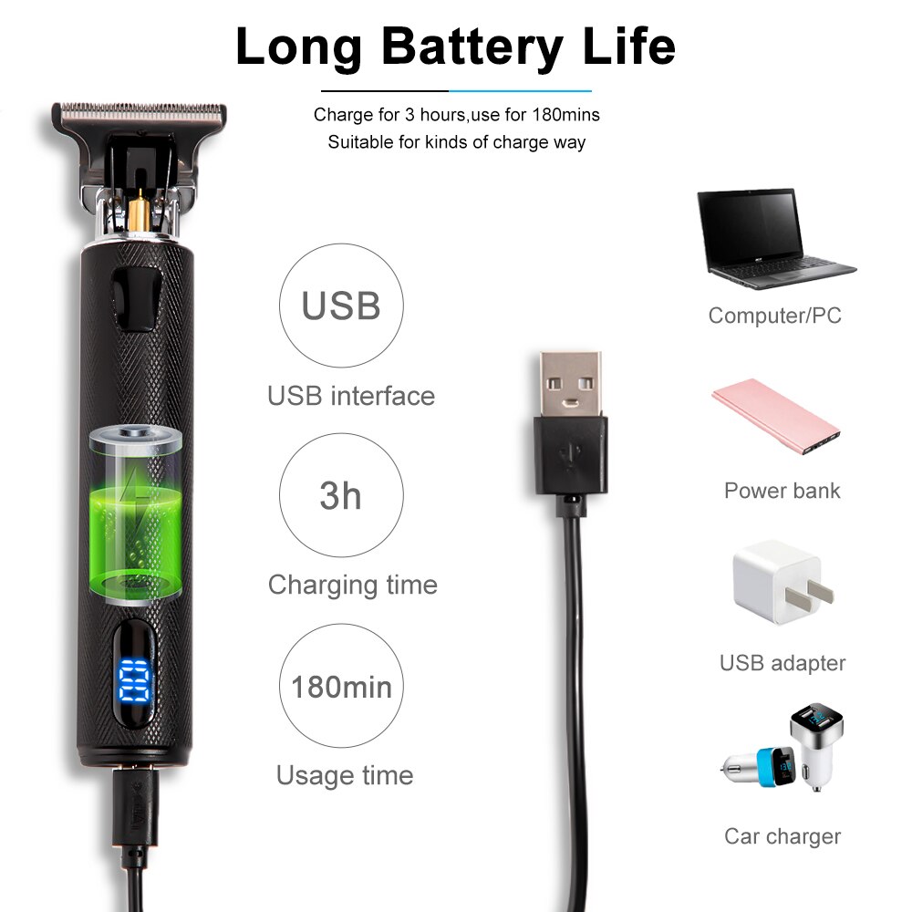 Haar Snijmachine Clipper Professionele Barbershop Oplaadbare Tondeuse Voor Mannen Elektrische Baard Scheerapparaat 0Mm Vintage T9