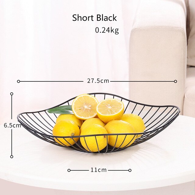 Nordic Eenvoudige Smeedijzeren Golden Hollow Fruitmand Creatieve Huis Woonkamer Fruitmand Voor Thuis Diy: Black